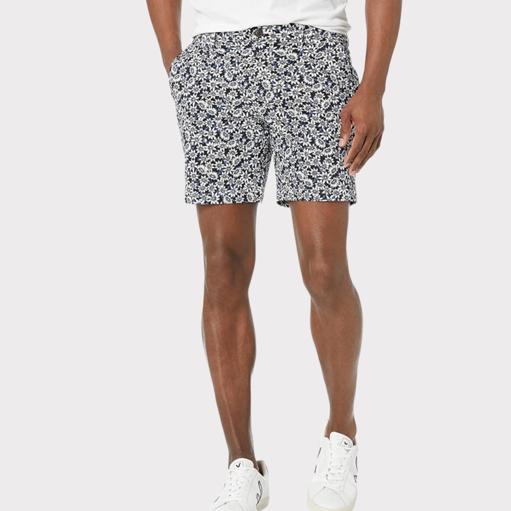 Goodthread Men's Slim Fit Flat Front Comfort Stretch Chino Short